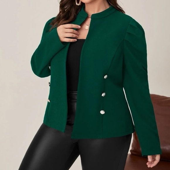 Plus size red puff sleeve jacket - Picture 13 of 13